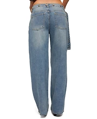 Edikted Women's Buttoned Waist Low Rise Baggy Jeans