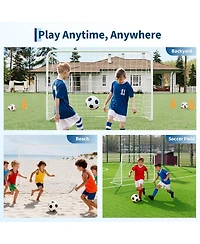 Xo 5-in-1 Soccer Goal, Collapsible Steel Frame Soccer Net with Rebounder, Portable Training Goal for Backyard
