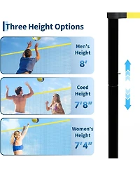 Xo Adjustable Volleyball Net System 12-32 Ft, Portable Volleyball Net Set with Poles, Easy Setup for Beach Backyard Court