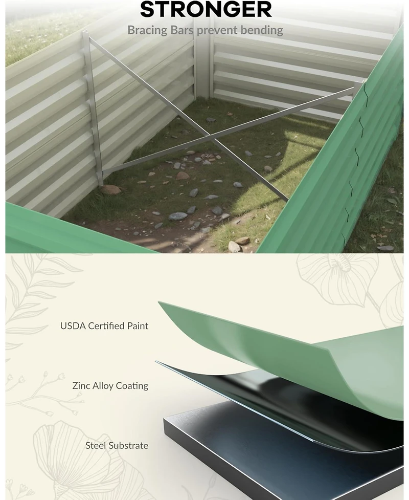 Xo 8x4x2FT Galvanized Raised Garden Bed, Extra Large 24" Tall Metal Planter Box for Vegetables Flowers, Outdoor Garden Bed