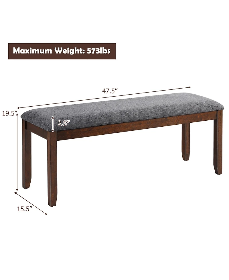Costway Dining Bench Upholstered Entryway Bench Footstool Kitchen Wood Legs