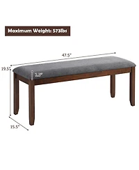 Costway Dining Bench Upholstered Entryway Bench Footstool Kitchen Wood Legs