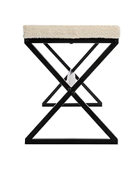 Household Essentials Harper Metal Bench With Boucle Upholstered Cushion