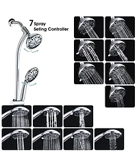 Midola Drill Free Stainless Steel Slide Bar Combo Rain Showerhead Setting Hand Dual Shower Head Spa System