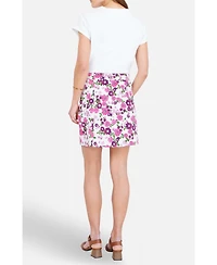 Yumi Women's Retro Floral Cotton Stretch Mini Skirt