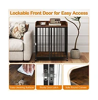 Ruie Dog Crate Furniture with Wheels and Tabletop for Small Dogs