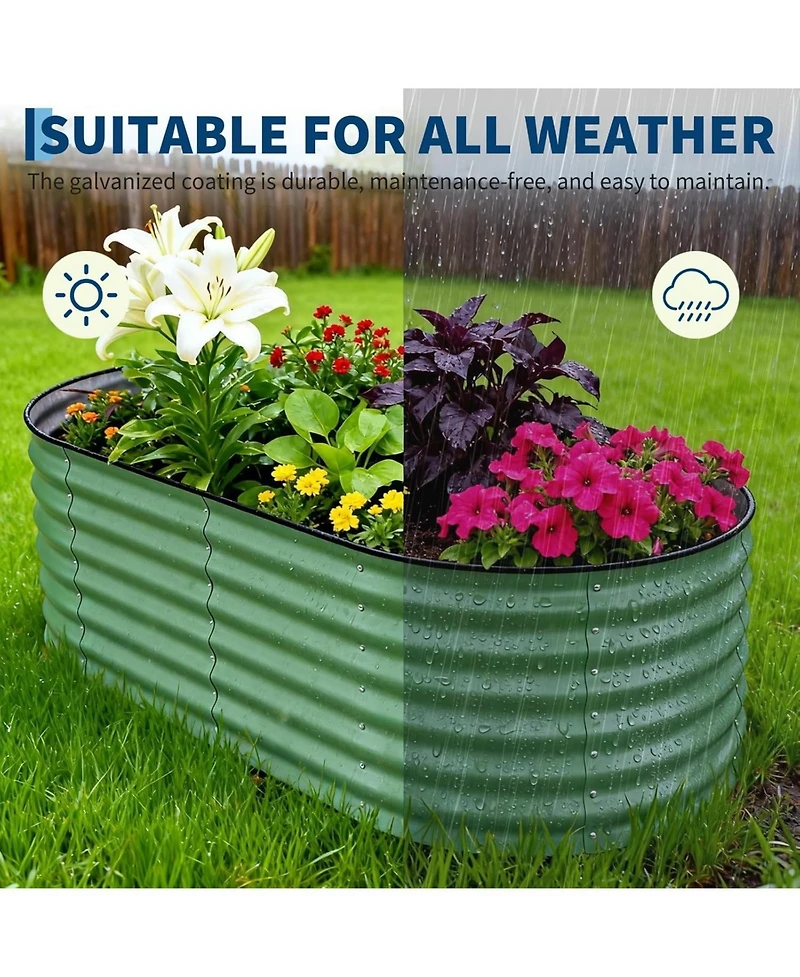 Xo 2-Pack 6x3x2FT Galvanized Raised Garden Bed, Metal Planter Boxes for Vegetables Flowers Herbs, Rust-Resistant Outdoor Garden Beds