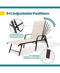 Pellebant 2-Piece Outdoor Patio Aluminum Adjustable Chaise Lounge Chairs