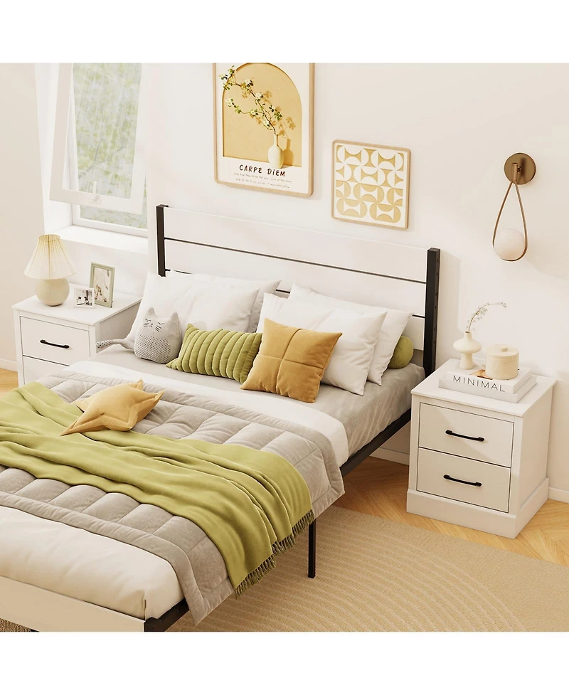 Gymax Set Of 2 18.5'' Farmhouse Nightstand with 2 Drawers Compact Size End Table Living Room