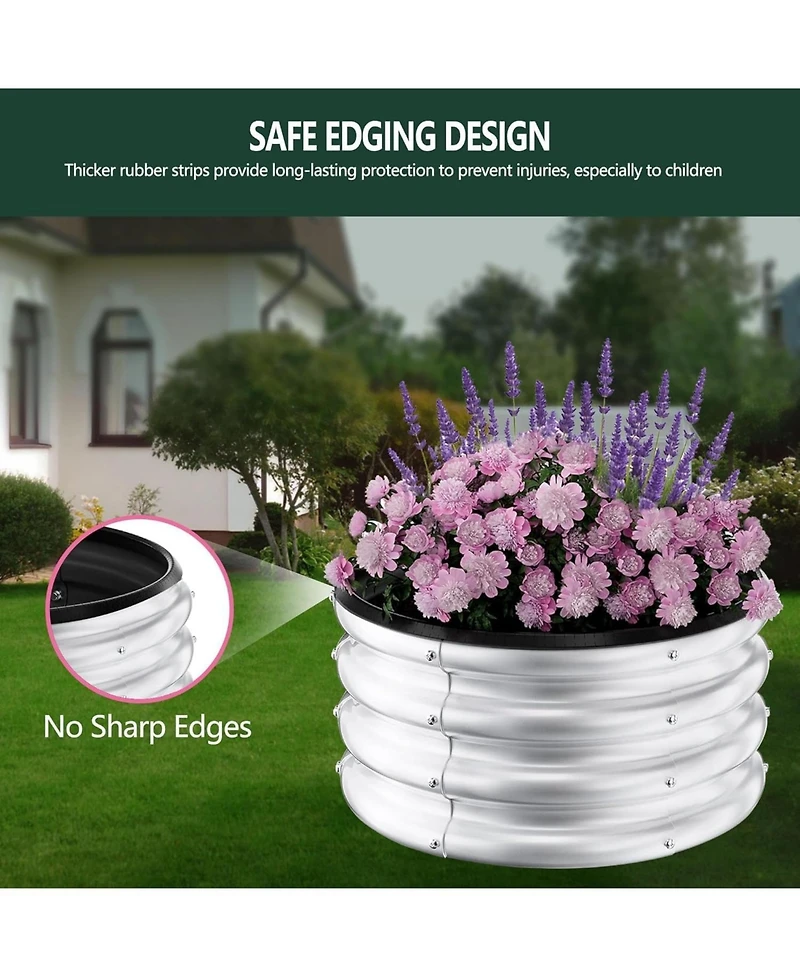 Xo 3-Pack 2x2x1FT Round Metal Raised Garden Bed, Galvanized Planter Boxes for Vegetables Fruits Flowers, Outdoor Garden