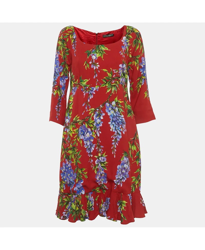Pre-Owned Dolce & Gabbana Women's Floral Print Crepe Mini Dress