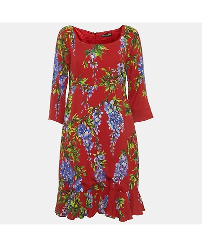 Pre-Owned Dolce & Gabbana Women's Floral Print Crepe Mini Dress