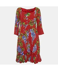 Pre-Owned Dolce & Gabbana Women's Floral Print Crepe Mini Dress