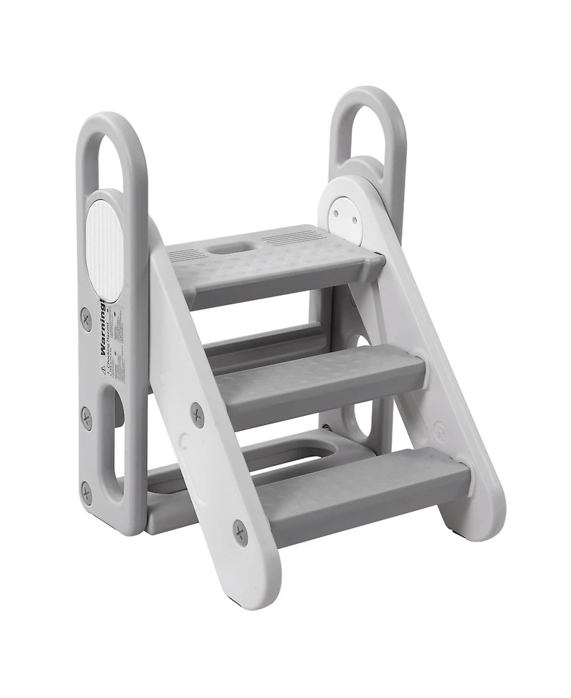 gaomon Collapsible 3-Step Toddler Step Stool with Handles - Adjustable Non-Slip Kids Counter Assistant Ladder