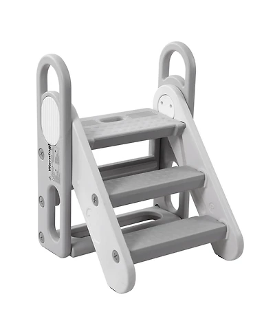 gaomon Collapsible 3-Step Toddler Step Stool with Handles - Adjustable Non-Slip Kids Counter Assistant Ladder