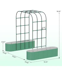 Xo 96" Raised Garden Bed with Arch Trellis, Expandable Metal Planter Box with Clips and Drainage Net, Outdoor Garden Bed