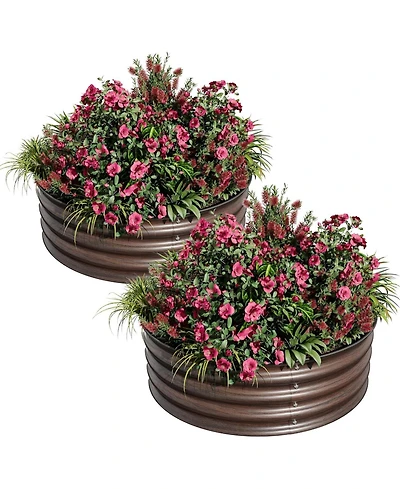 Xo Round Metal Raised Garden Bed 2x1 ft, Galvanized Planter Box Set, Safe Edge, Rustproof, Outdoor Garden