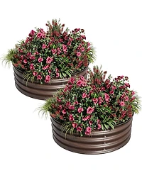 Xo Round Metal Raised Garden Bed 2x1 ft, Galvanized Planter Box Set, Safe Edge, Rustproof, Outdoor Garden