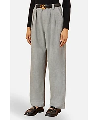 Yumi Women's Check Wide Leg Trousers
