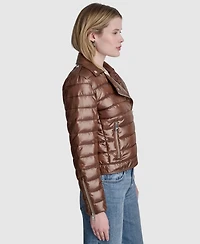 Dkny Jeans Women's Moto Style Lightweight Puffer Jacket
