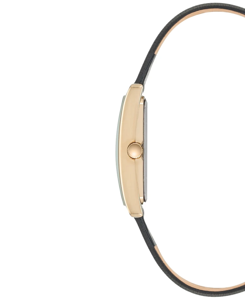 Anne Klein Women's Black Leather Strap Watch 28x35mm Ak-2706CHBK