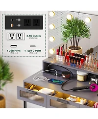 Vlsrka Vanity Desk with Hollywood Mirror and Led Lights