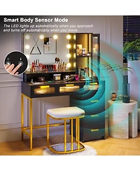 Vlsrka Vanity Desk with Hollywood Mirror and Led Lights