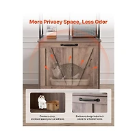 Ruie 23.6 in Cat Litter Box Enclosure Cabinet with Storage Shelves Modern