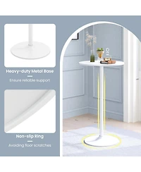 Gymax Round Bar Table Set of 4 w/Adjustable Height and Metal Base Modern Cocktail Table
