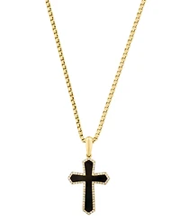 Effy Collection Men's Diamond (2/5 ct. t.w.) & Onyx (22.5x16mm) Pendant Necklace in 14k Yellow Gold-Plated Sterling Silver