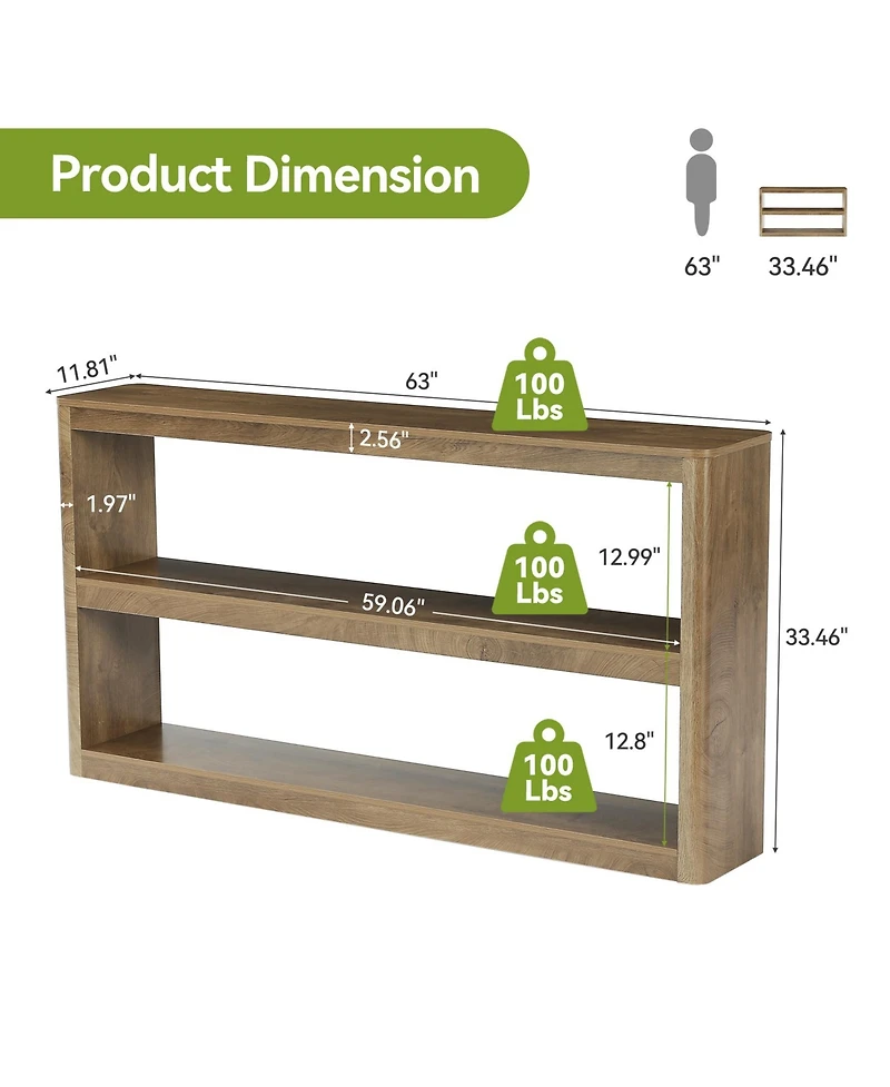 Tribesigns 63-Inches Console Table, Modern Sofa Table with 3 Storage Shelves, Narrow Entryway Furniture