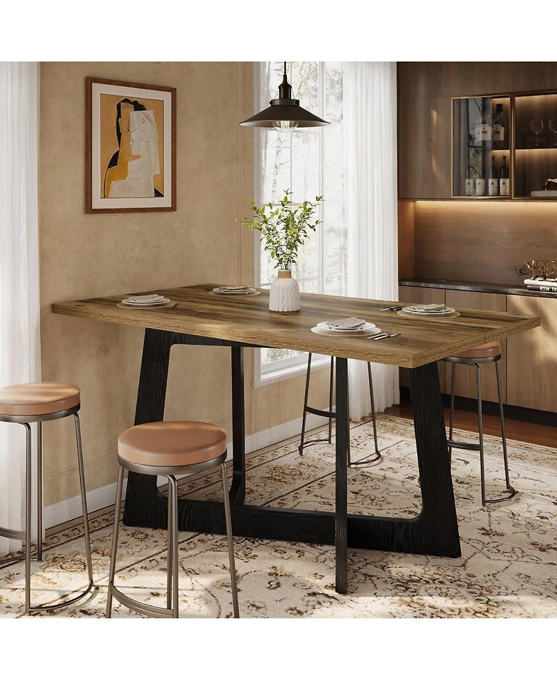 Tribesigns 47-Inch Dining Table for 2-4 People, Small Kitchen Table with Sturdy Pedestal Base, Farmhouse Wood Kitchen and Dining Room Furniture