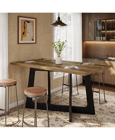 Tribesigns 47-Inch Dining Table for 2-4 People, Small Kitchen Table with Sturdy Pedestal Base, Farmhouse Wood Kitchen and Dining Room Furniture