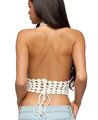 Edikted Women's Backless Crochet High Neck Halter Top