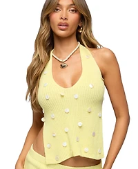 Edikted Womens Lylah Backless Charm Knit Halter Top