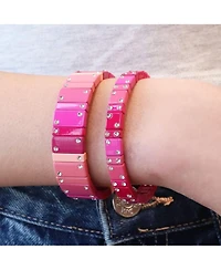 The Lovery Purple Domino Stretch Bracelet 14K Gold-Plated Over Brass millimeters