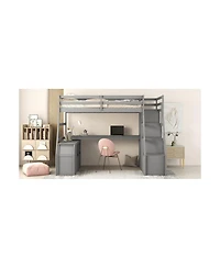 Streamdale Furniture Loft Bed with 7 Drawers 2 Shelves and Desk