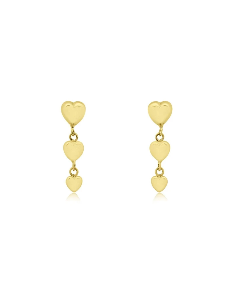 The Lovery Gold Heart Dangle Screw Back Earrings 14K Yellow Gold