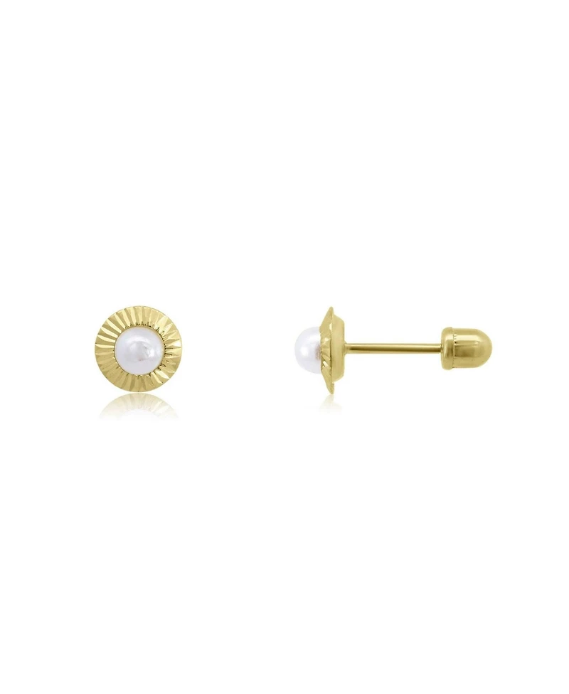The Lovery Fluted Pearl Screw Back Stud Earrings