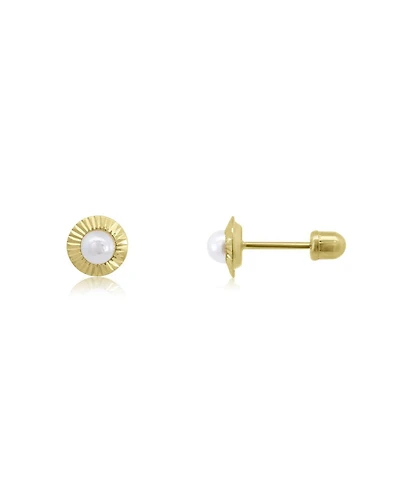 The Lovery Fluted Pearl Screw Back Stud Earrings