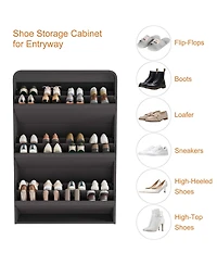 homfan Wooden Hidden Shoe Cabinet with 3 Flip Drawers and Adjustable Shelf, Entryway Storage Organizer for Hallway Living Room