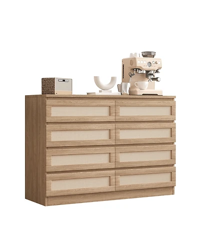 homfan Narrow 8-Drawer Double Dresser Chest, Wood Storage Cabinet for Bedroom, Living Room, Apartment, Corridor