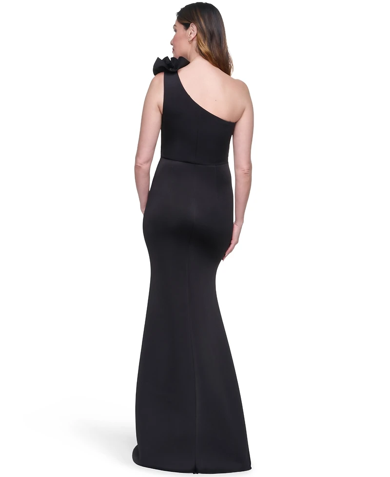 Eliza J Women's One-Shoulder Floral Applique Ball Gown