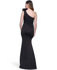 Eliza J Women's One-Shoulder Floral Applique Ball Gown