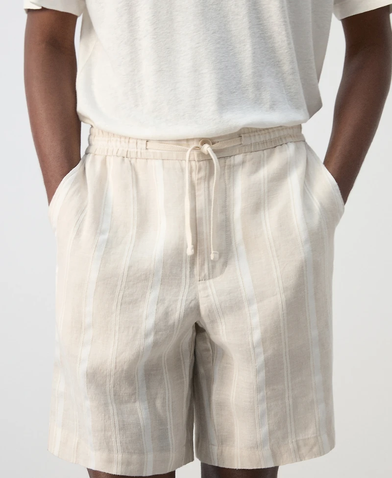 Mango Men's Striped Linen-Blend 8.54" Bermuda Shorts