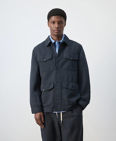 Mango Men's Pockets Lyocell-Linen Jacket
