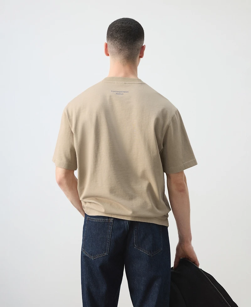 Mango Men's Cotton Printed T-Shirt