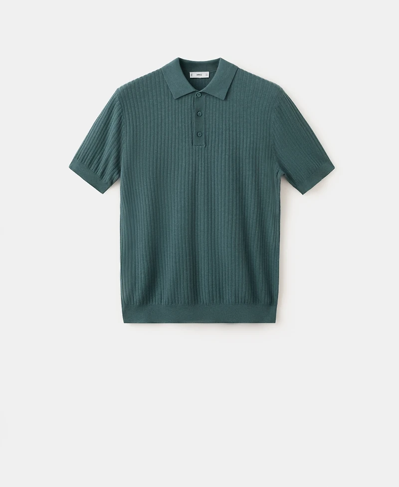 Mango Men's Rib-Knit Cotton-Blend Polo Shirt