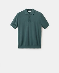 Mango Men's Rib-Knit Cotton-Blend Polo Shirt
