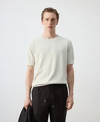Mango Men's Ribbed Knit T-Shirt